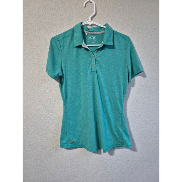 Adidas Women's Size Medium Short Sleeves Performance Golf Polo Shirt Teal - Picture 1 of 6